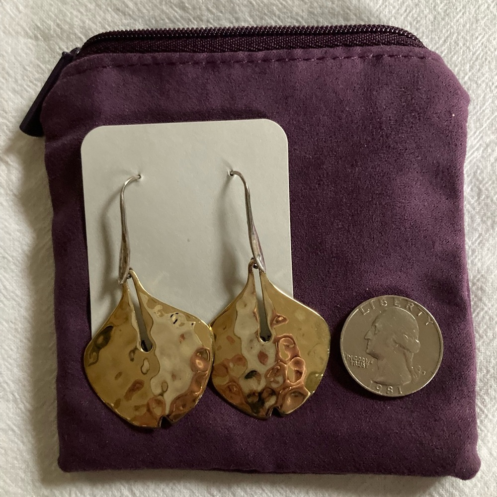 Grace & Heart Polished Brass and Sterling Silver Stingray Earrings.